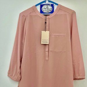 NYDJ 3/4 Sleeve Pintuck Blouse - Pueblo Rose - Medium
